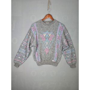 Vintage Wool Alpaca Women's Sweater Large 80s Austria European Neon Winter Ski